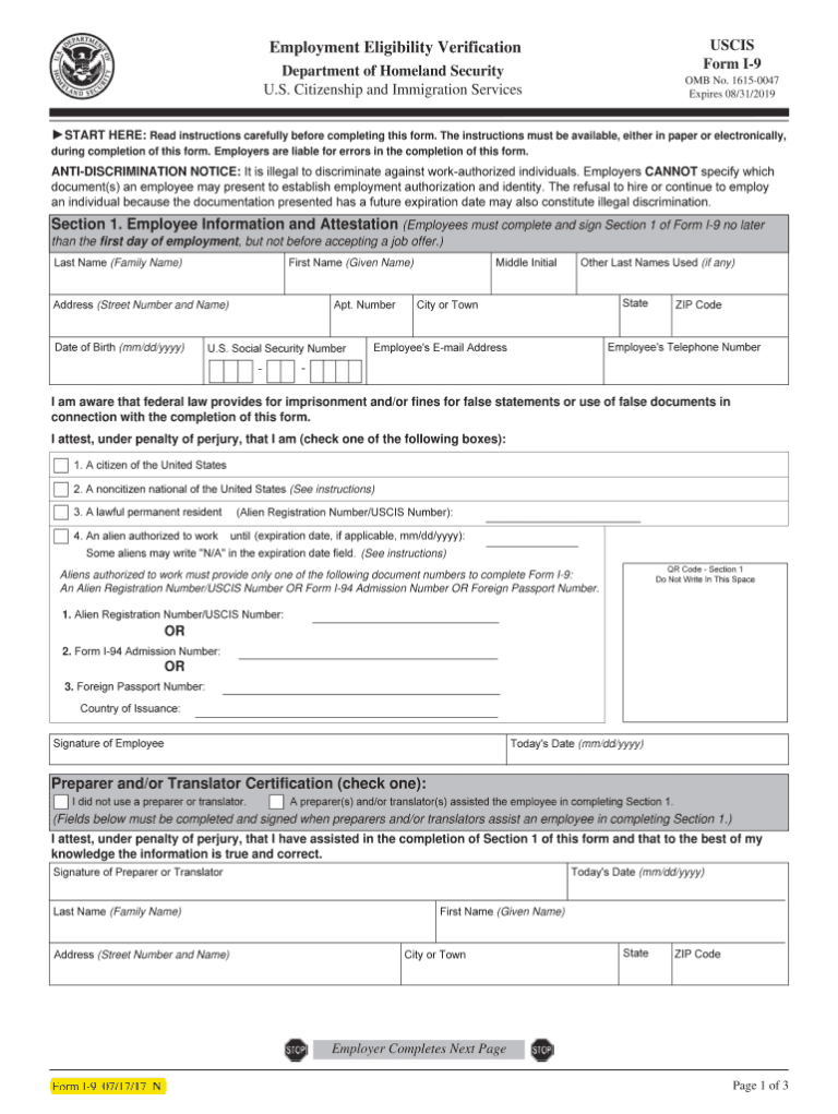 Fillable I9 Form 2021 I9 Form 2023 Printable