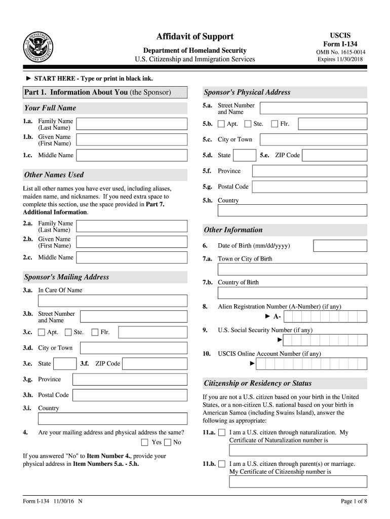 2012 Form USCIS I 134 Fill Online Printable Fillable