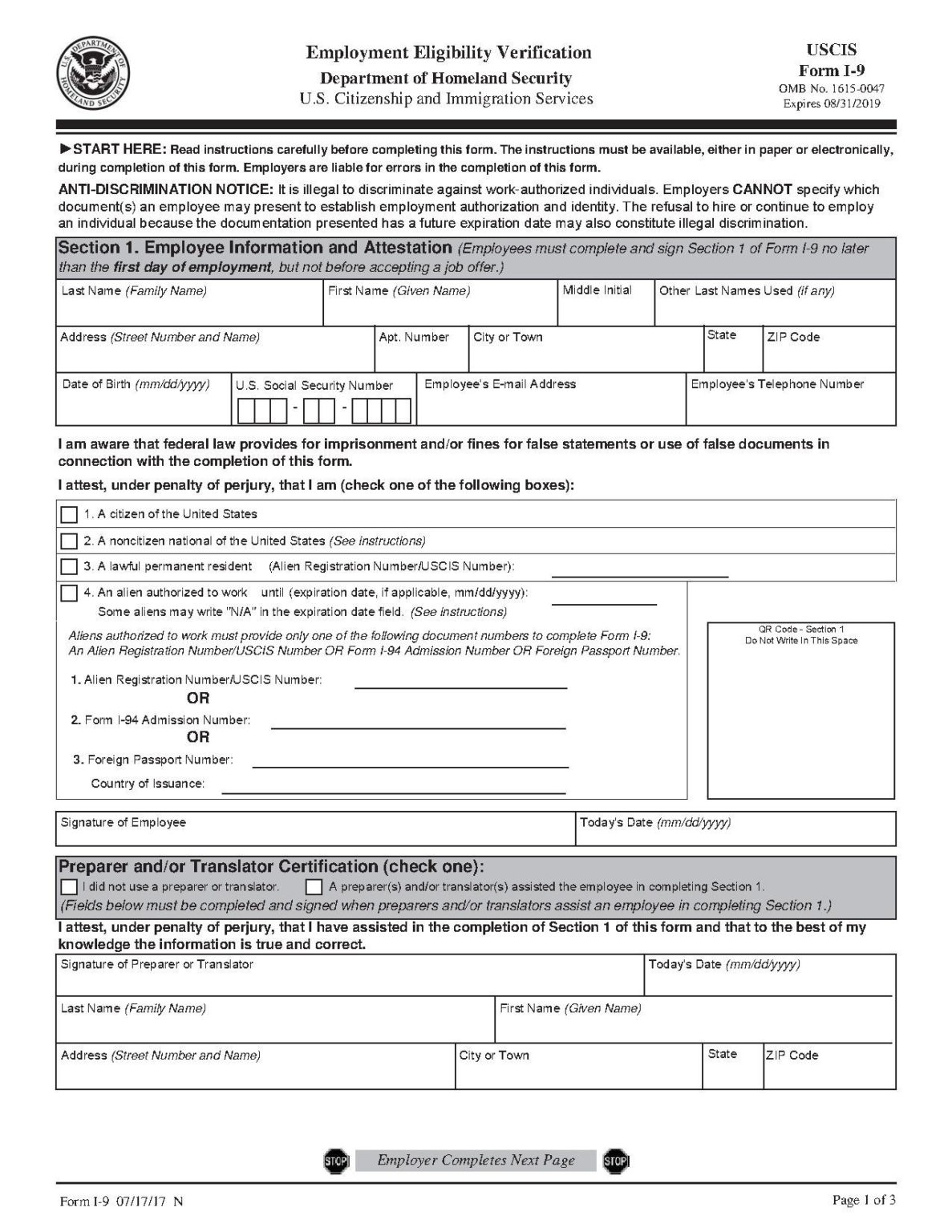 i 9 form 2019 printable pdf | i9 Form 2021 Printable