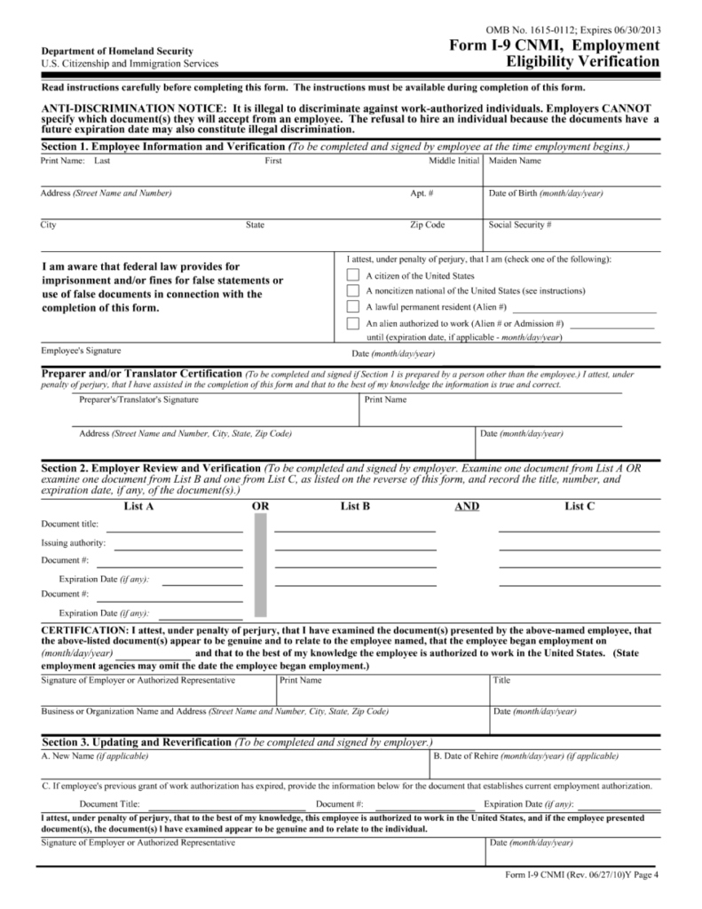 How To Fill Out Employment Eligibility Verification Form I9 Form 2021 Printable 5561