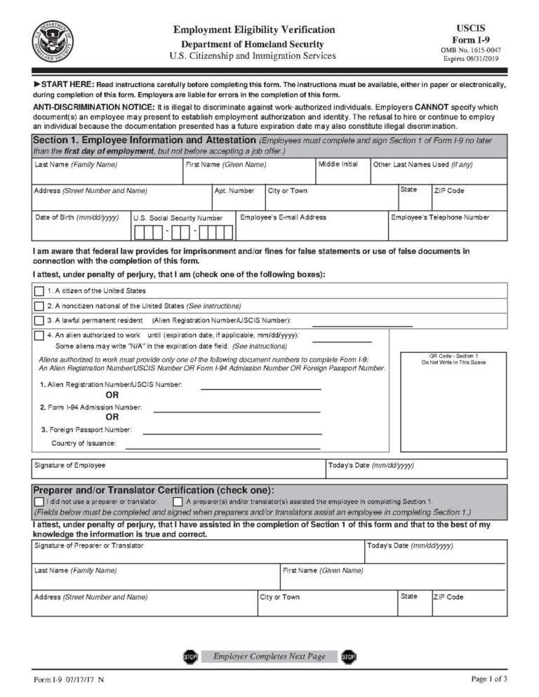 Irs 2020 Form I 9 I9 Form 2021 Printable I9 Form 2021 Printable 5919