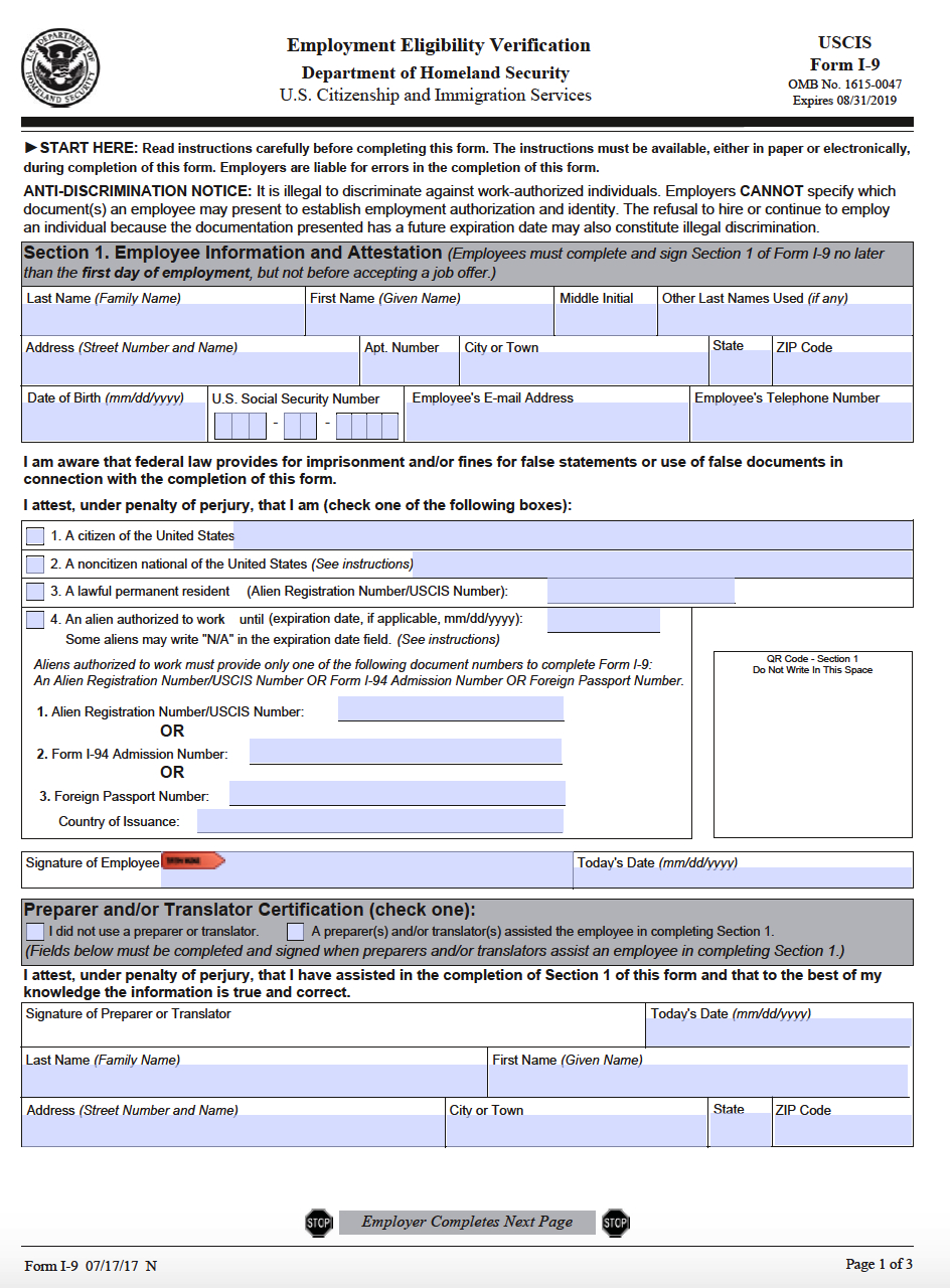 I 9 2020 Printable Form Example Calendar Printable
