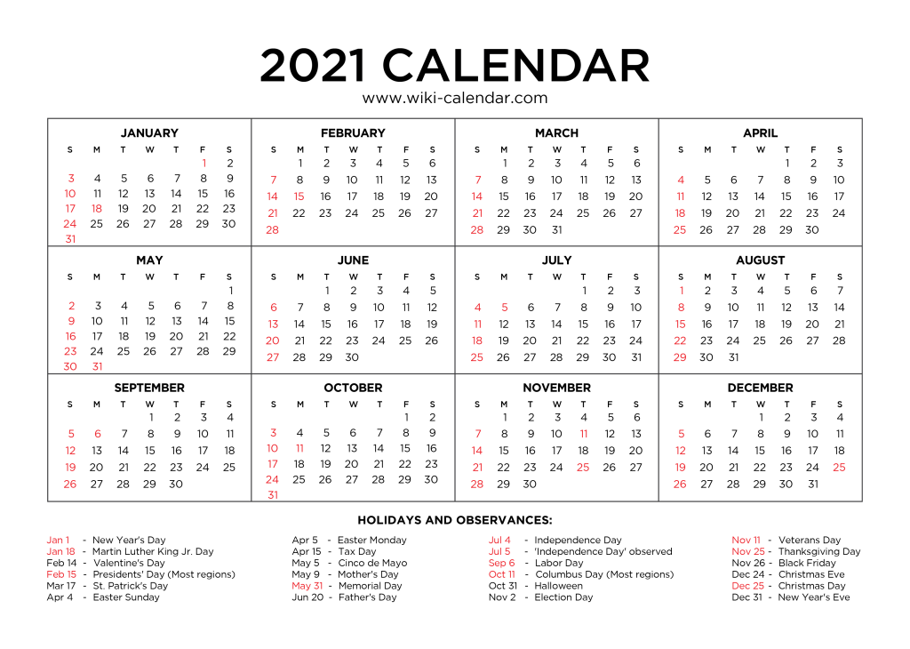 2021 Calendar Small Printable Shopperji