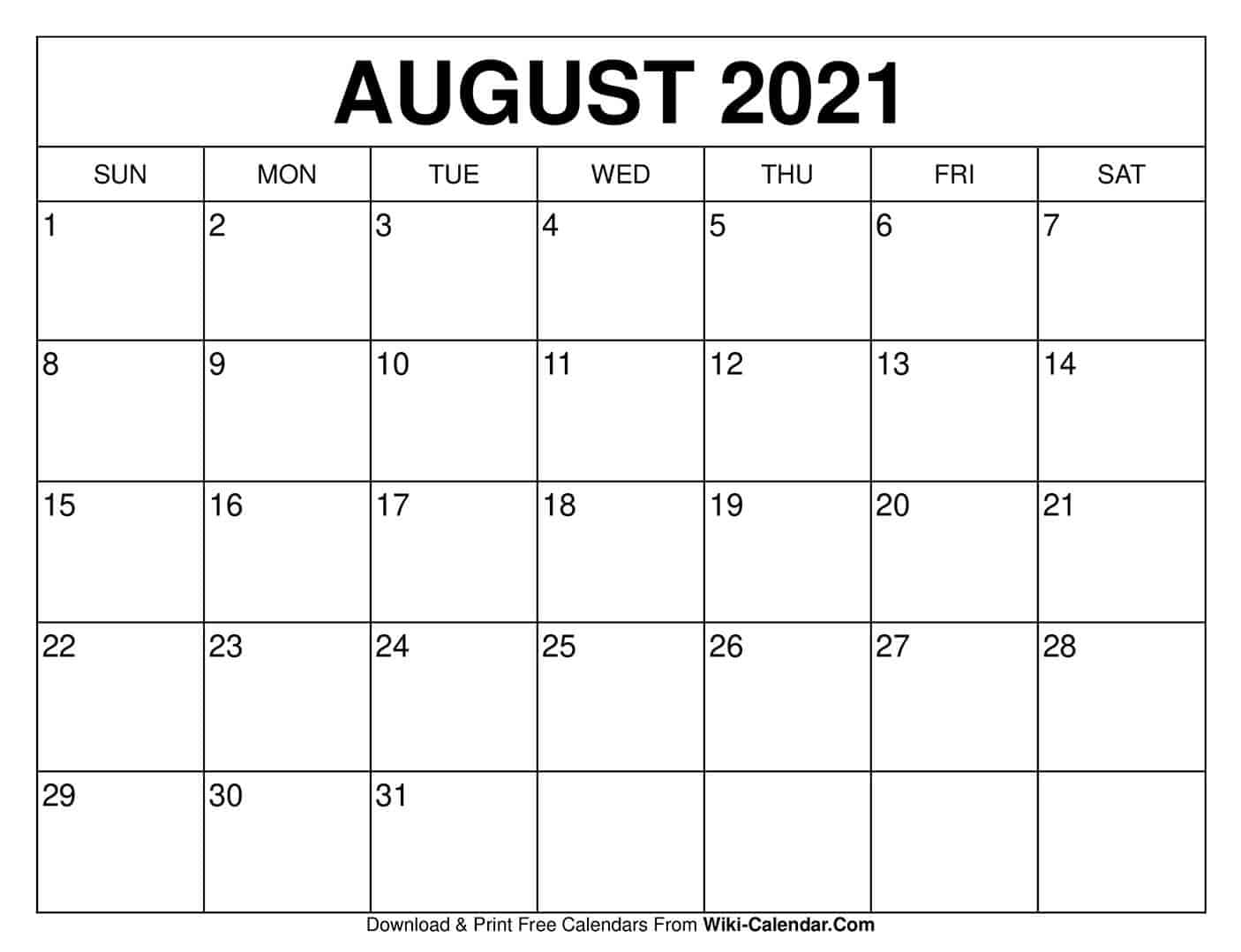 Free Printable August 2021 Calendar With Holidays Crownflourmills