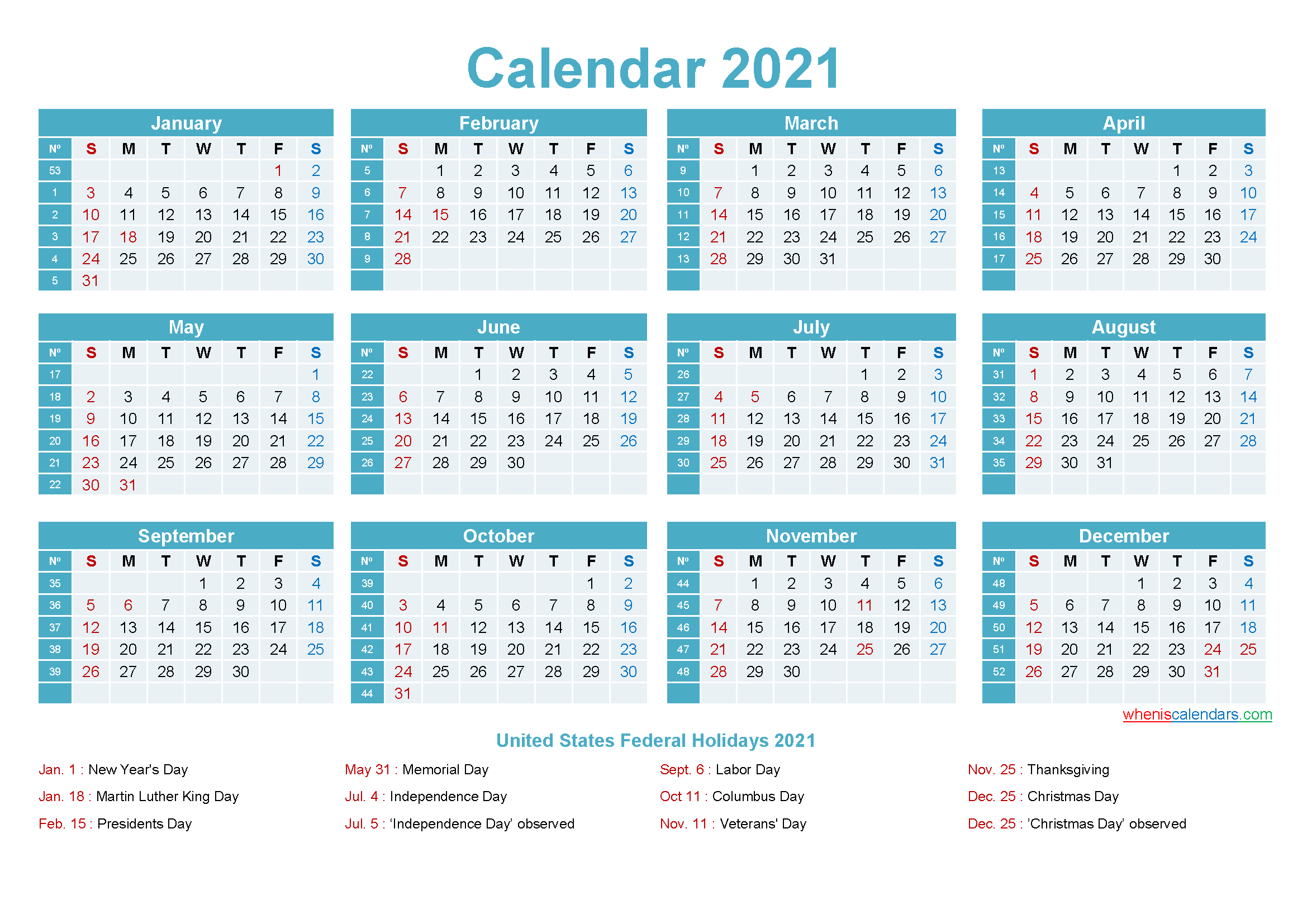 Free Printable Fillable Calendar 2021 Summafinance