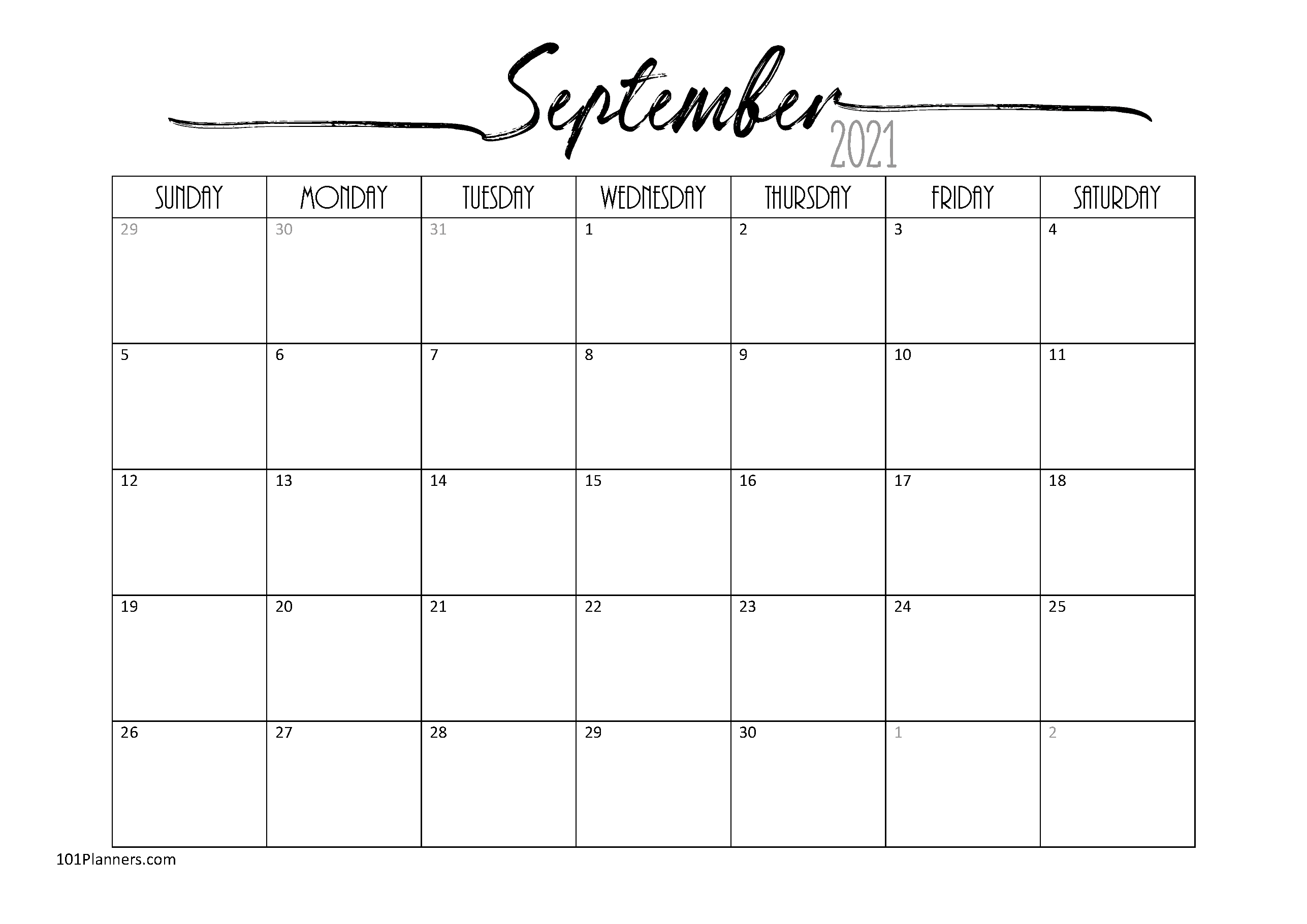 September Calendar 2021 Printable Pdf Printable Word Searches